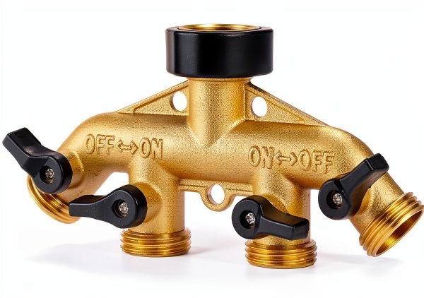 Sanpaint 4 Way Brass Garden Hose Splitter Adapter Valve-5