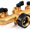 Sanpaint 4 Way Brass Garden Hose Splitter Adapter Valve-3
