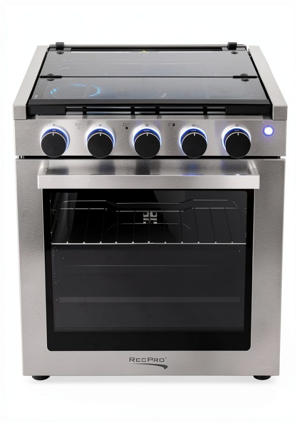 RecPro RV Stove Gas Range Freestanding Black Silver-5