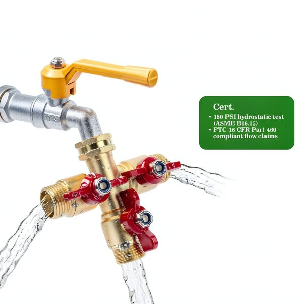 3 Way Hose Splitter Brass NOTDIS Garden Water Flow Connector-5