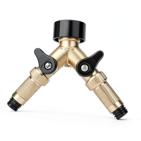 2 Way Water Splitter Brass DBR Tech Garden Hose Attachment-3