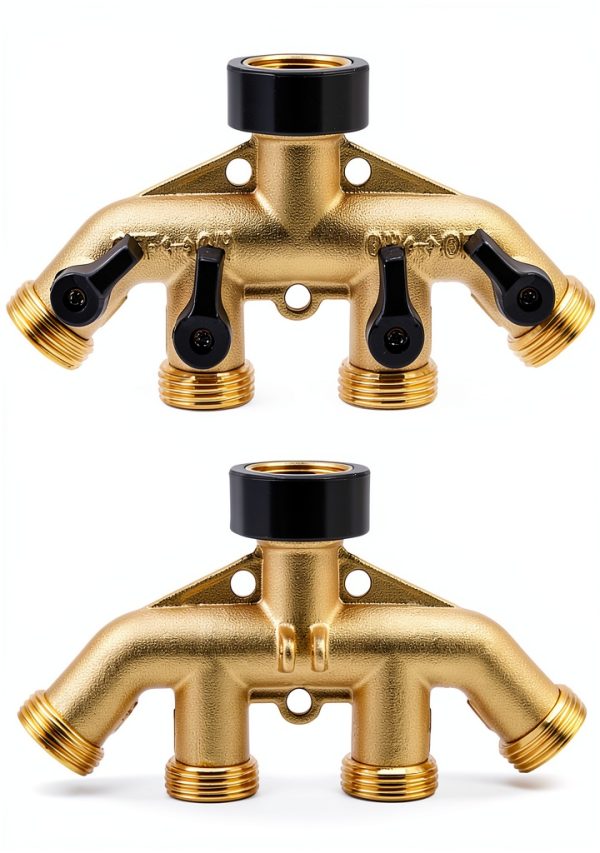 Twinkle Star 4 Way Hose Splitter Heavy Duty Brass Garden-2