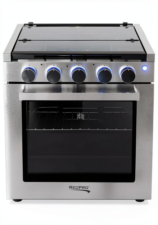 RecPro RV Stove Gas Range Freestanding Black Silver-8