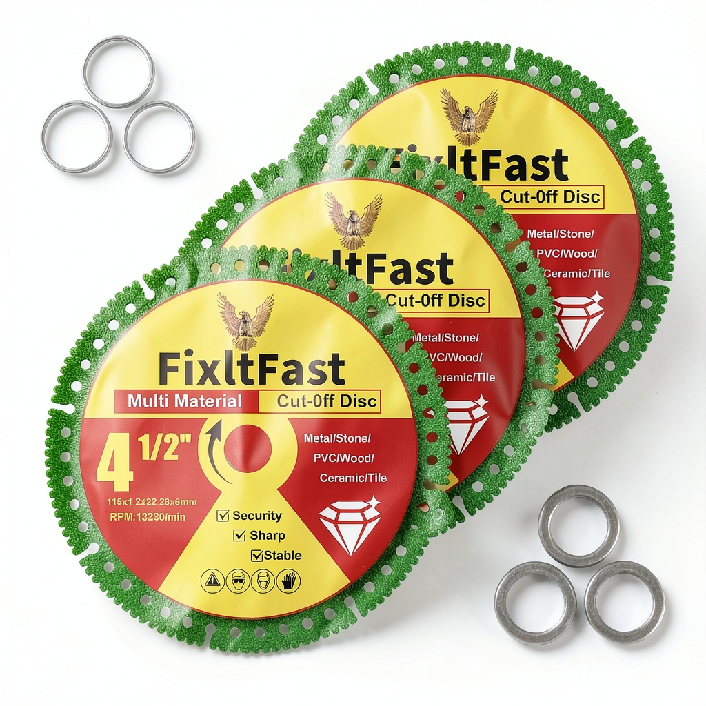 FixltFast 4.5in diamond cutting disc on a workbench