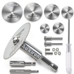 Auxiren Rotary Drill Saw Kit with 6 HSS Wheels and Multi Shank-0