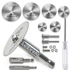 Auxiren Rotary Drill Saw Kit with 6 HSS Wheels and Multi Shank-0