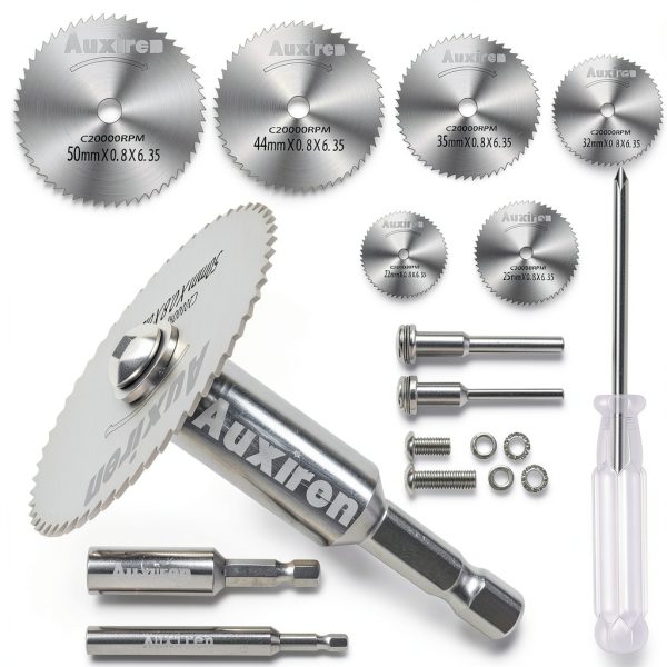 Auxiren Rotary Drill Saw Kit with 6 HSS Wheels and Multi Shank-0