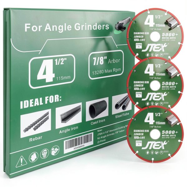 Diamond Cutting Wheel Jtex 4 Inch Metal Blade 3 Pack Durable 5000 Cuts-4