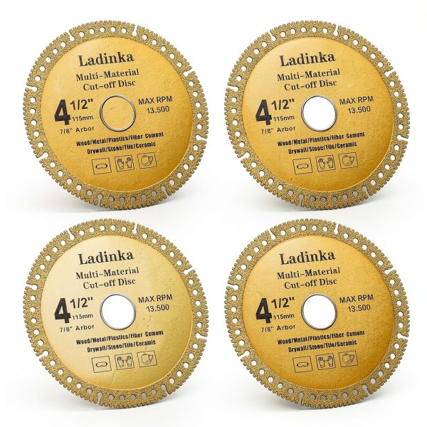 Ladinka 4‑Pack Diamond Cutting Blades 4.5" 7/8" Arbor Set-0
