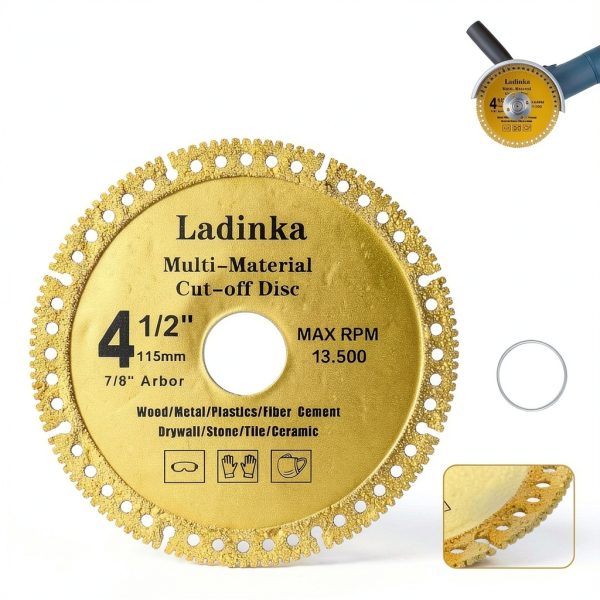 Ladinka 4‑Pack Diamond Cutting Blades 4.5" 7/8" Arbor Set-1