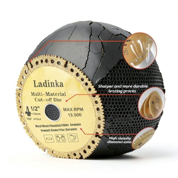 Ladinka 4‑Pack Diamond Cutting Blades 4.5" 7/8" Arbor Set-2