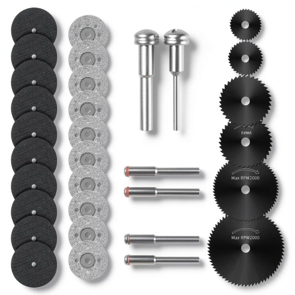 FOTYBEI Cutting Wheels Kit 10 Diamond, 10 Resin, 6 HSS Blades-0