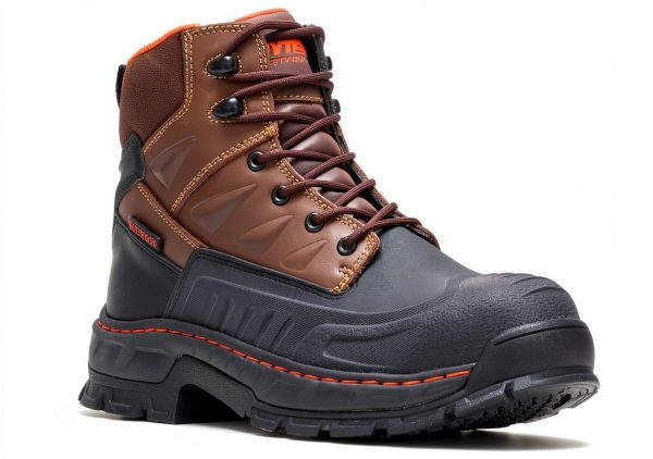 HyTest Men's Brown, Comp Toe, EH, Waterproof, Insulated, 6 Inch Boot-0
